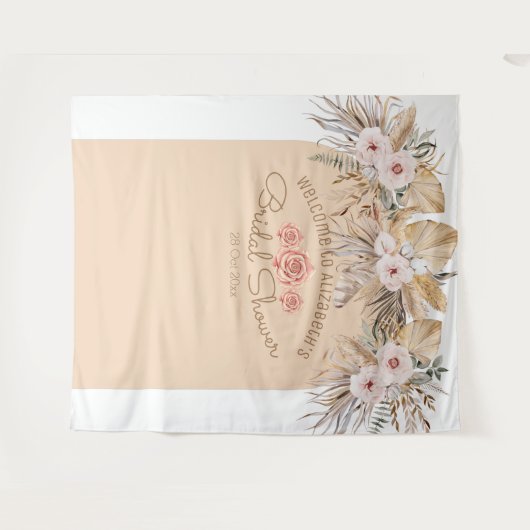 Pampas Gras Blumen Brautparty Hochzeit Braut Wandteppich (Vorderseite (Horizontal))