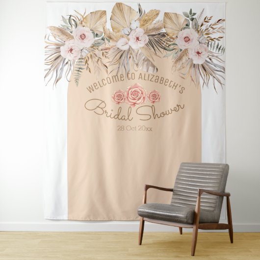 Pampas Gras Blumen Brautparty Hochzeit Braut Wandteppich (Beispiel)