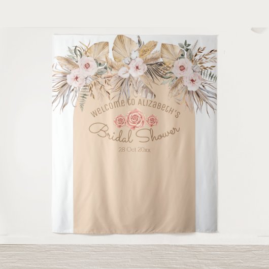 Pampas Gras Blumen Brautparty Hochzeit Braut Wandteppich (Vorderseite)