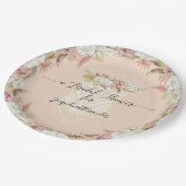 Pampas Gras Blush Blumenfolien Brautparty Pappteller (Schrägansicht)