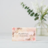 Pampas Gras Blush Pink Flora Skript QR Code Visitenkarte (Stehend Vorderseite)