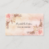 Pampas Gras Blush Pink Flora Skript QR Code Visitenkarte (Vorderseite)