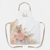 Pampas Gras Blush Pink Floral Monogramm Schürze (Vorderseite)