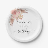 Pampas-Gras-Blüten-Rose Goldflorchen Pappteller (Vorderseite)