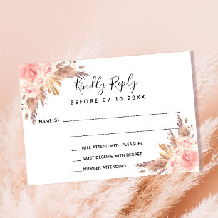 Pampas Gras Blütenblumen Boho UAWG RSVP Karte