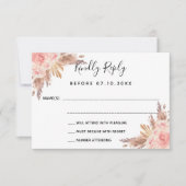 Pampas Gras Blütenflorale Boho Hochzeit RSVP Karte (Vorderseite)