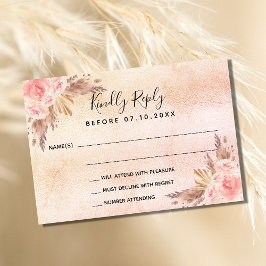 Pampas Gras Blütenflorale Boho Hochzeit RSVP Karte