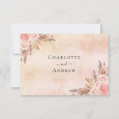 Pampas Gras Blütenflorale Boho Hochzeit RSVP Karte (Rückseite)