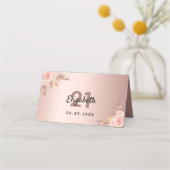 Pampas-Gras-Blütenflorchen Rose Platzkarte (Rückseite)