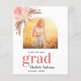 Pampas-Gras-Blütenkarte für den Abschluss