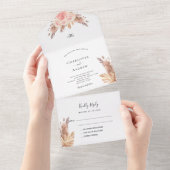 Pampas Gras Blütenrosa Blumen Hochzeit All In One Einladung (Abreißen)