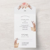 Pampas Gras Blütenrosa Blumen Hochzeit All In One Einladung (Innen Boden)