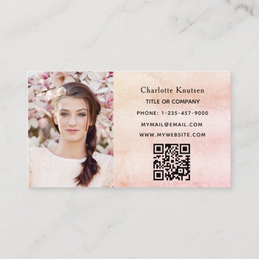 Pampas Gras Blütenrosa Blüten QR-Foto Visitenkarte (Rückseite)