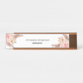 Pampas gras Blütenrosa Blütenmonogramm Schreibtischnamensplakette (Vorderseite )