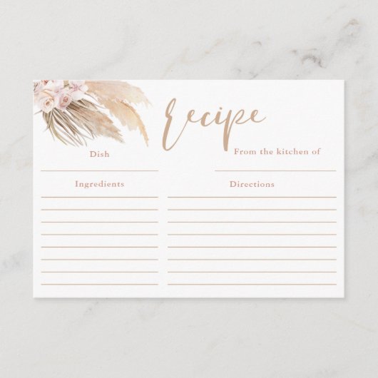 Pampas-Gras-Bohemian-Rezeptkarte Begleitkarte (Vorderseite)