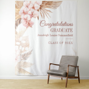 Pampas Gras Boho Abschluss Foto Booth Hintergrund Wandteppich