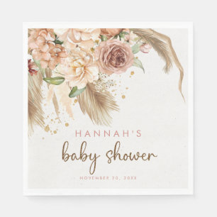 Pampas Gras Boho Babydusche Servietten