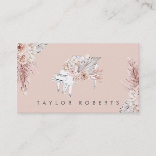 Pampas Gras Boho Blume Piano Visitenkarte (Vorderseite)