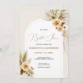 Pampas Gras, boho Brautparty Einladung (Vorne/Hinten)