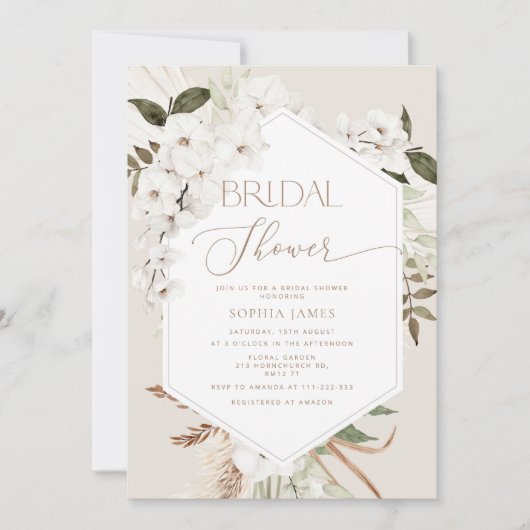 Pampas-Gras-Boho-Brautparty Einladung (Vorderseite)