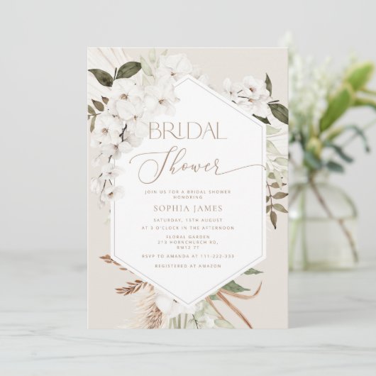 Pampas-Gras-Boho-Brautparty Einladung (Stehend Vorderseite)