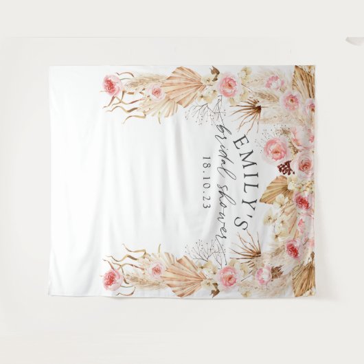 Pampas Gras Boho Brautparty Hintergrund Wandteppich (Vorderseite (Horizontal))