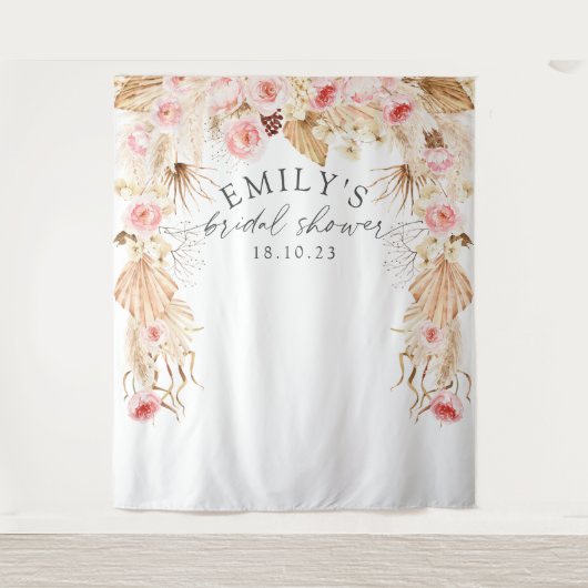 Pampas Gras Boho Brautparty Hintergrund Wandteppich (Vorderseite)