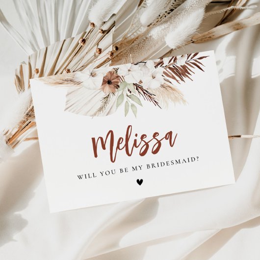 Pampas Gras Boho Bridesmaid Vorschlag Postkarte