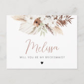 Pampas Gras Boho Bridesmaid Vorschlagkarte Postkarte (Vorderseite)