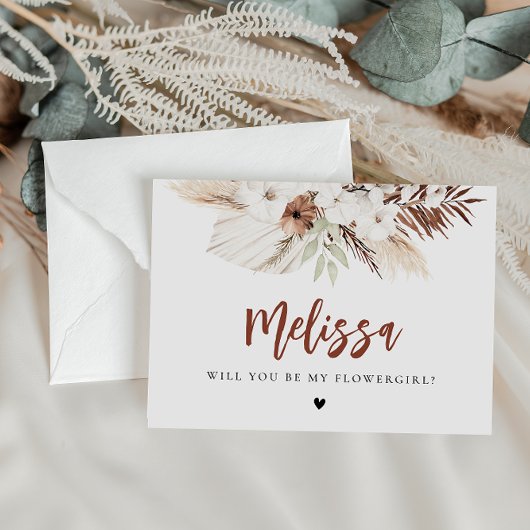 Pampas Gras Boho Bridesmaid Vorschlagkarte Postkarte
