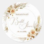 Pampas Gras boho elegant tropisch Runder Aufkleber (Vorderseite)