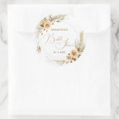 Pampas Gras boho elegant tropisch Runder Aufkleber (Tasche)