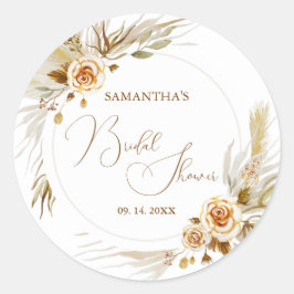 Pampas Gras boho elegant tropisch Runder Aufkleber