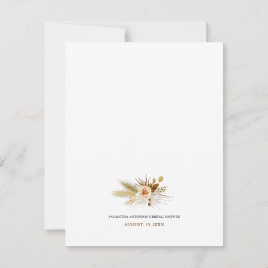 Pampas Gras boho elegantes Brautparty Dankeskarte (Rückseite)