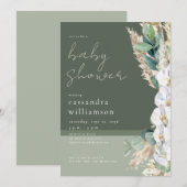 Pampas Gras Boho Florales Babyshower Einladung (Vorne/Hinten)