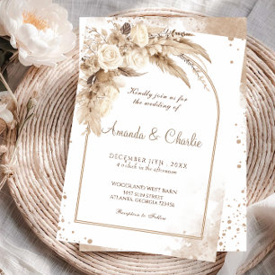 Pampas Gras Boho-Hochzeit  Einladung