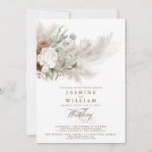 Pampas Gras Boho-Hochzeit mit QR-Code zum kleinen  Einladung (Vorderseite)