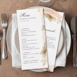 Pampas Gras boho Hochzeitsmenü & Dankeschön Nachri Menükarte