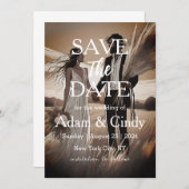 Pampas Gras boho speichern Daten Einladung (Vorne/Hinten)