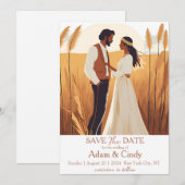 Pampas Gras boho speichern Daten Einladung (Vorne/Hinten)