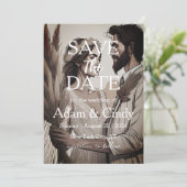 Pampas Gras boho speichern Daten Einladung (Stehend Vorderseite)