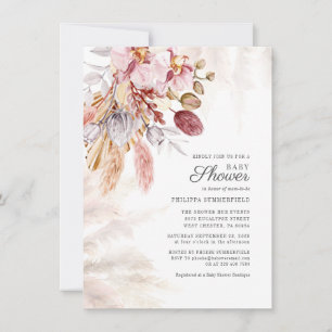 Pampas Gras Boho Trockenblumen Beige Baby Shower Einladung
