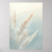 Pampas Gras Botanischer Kunstposter | Sanftes Blau Poster (Vorne)