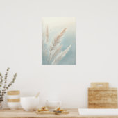 Pampas Gras Botanischer Kunstposter | Sanftes Blau Poster (Küche)
