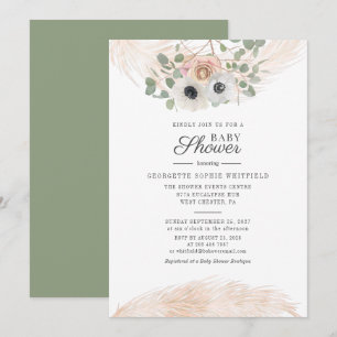 Pampas Gras Eukalyptus Floral Schrift Baby Shower Einladung