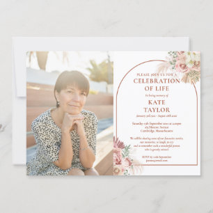 Pampas-Gras-Feier-des-Lebens-Begräbnis-Foto Einladung