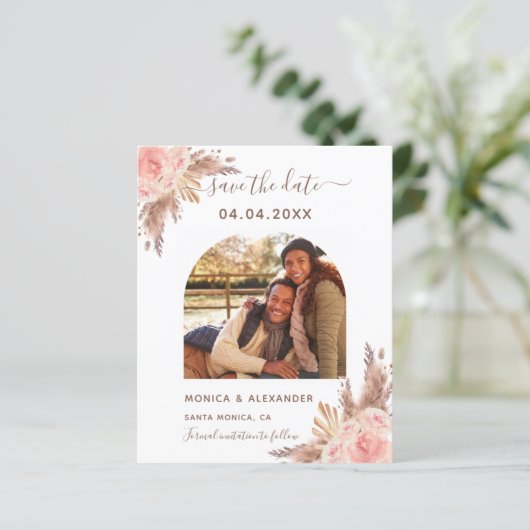 Pampas Gras Foto Hochzeit Speichern Sie die Datums (Stehend Vorderseite)