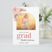 Pampas Gras Foto Schwarzer Abschluss Dankeskarte (Stehend Vorderseite)