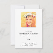 Pampas Gras Foto Schwarzer Abschluss Dankeskarte (Rückseite)