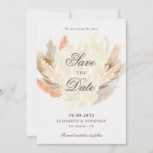 Pampas Gras getrocknete Blume Boho Foto Save The Date (Vorderseite)
